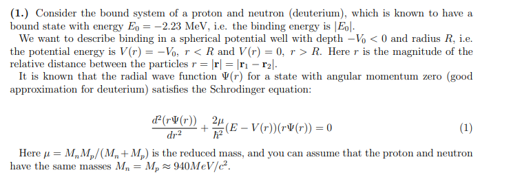 Solved (1.) Consider the bound system of a proton and | Chegg.com