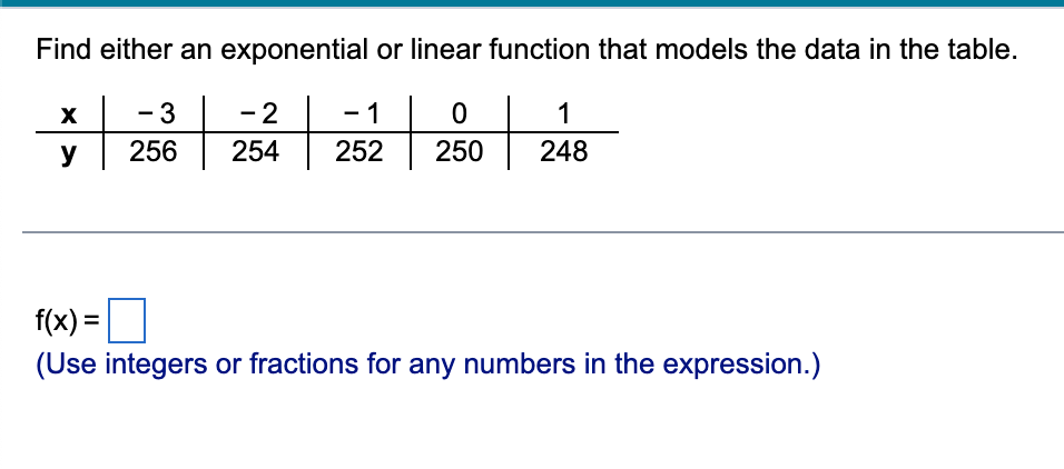 Solved Find either an exponential or linear function that | Chegg.com