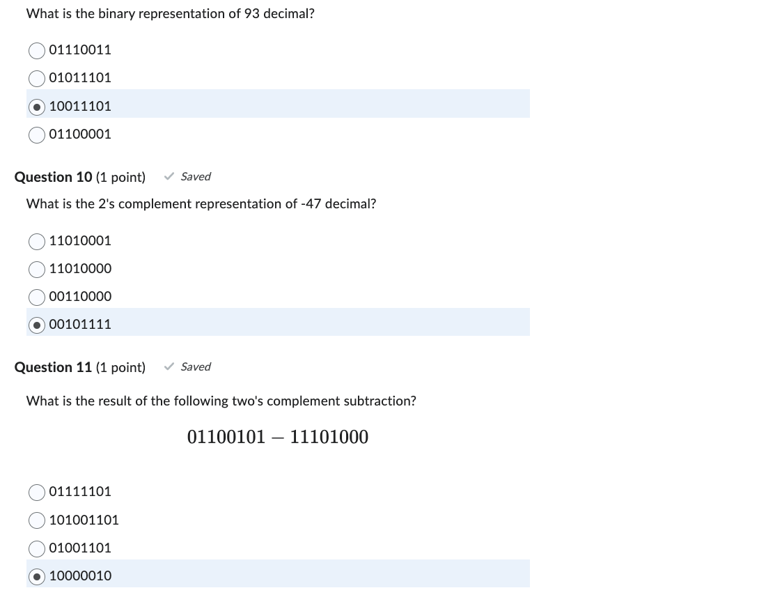 Solved What is the binary representation of 93 decimal? | Chegg.com