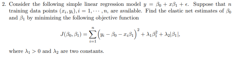 Solved 2. Consider The Following Simple Linear Regression | Chegg.com