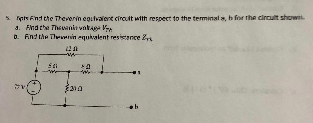 Solved 5. 6pts Find the Thevenin equivalent circuit with | Chegg.com