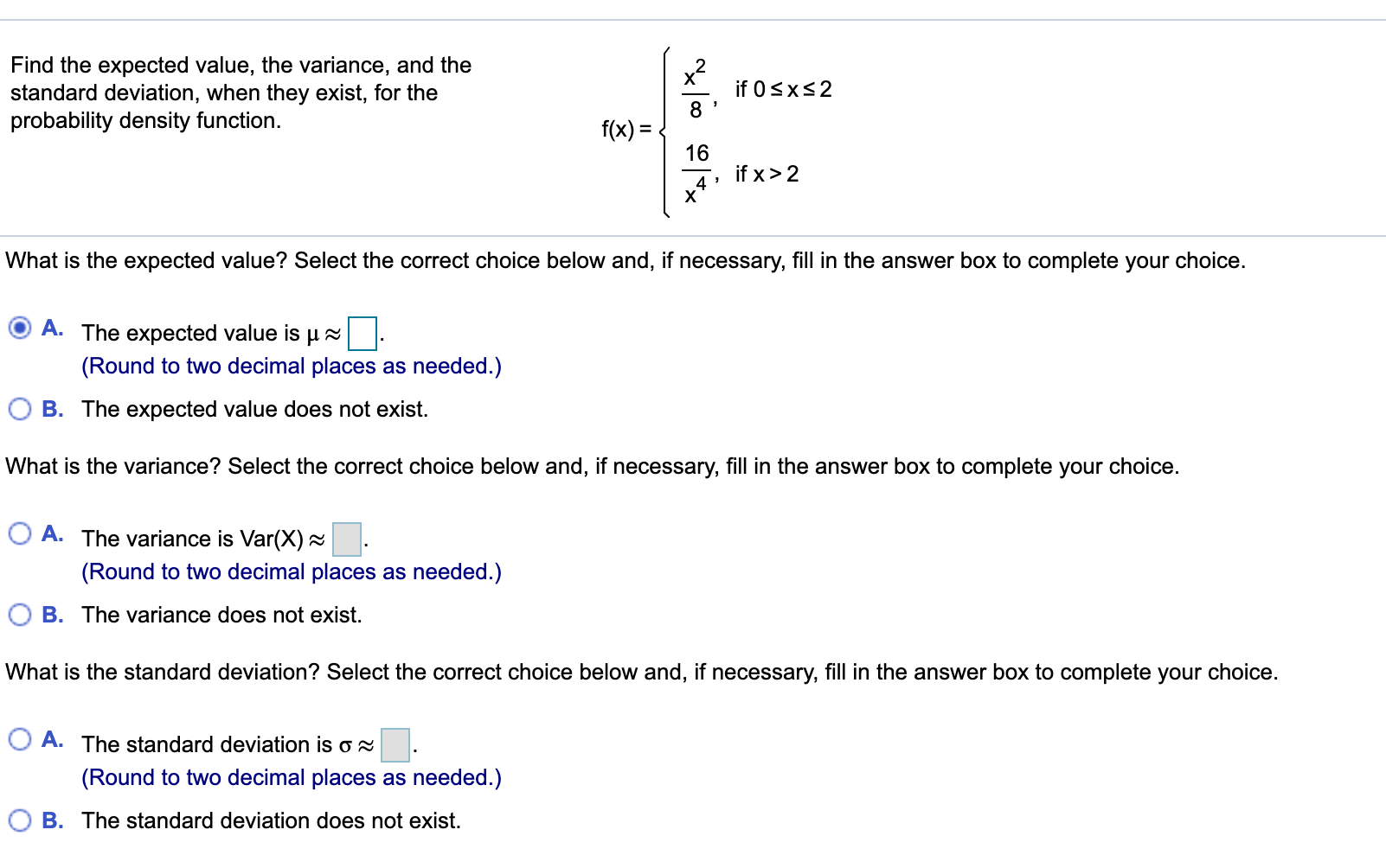 Solved Find The Expected Value, The Variance, And The | Chegg.com