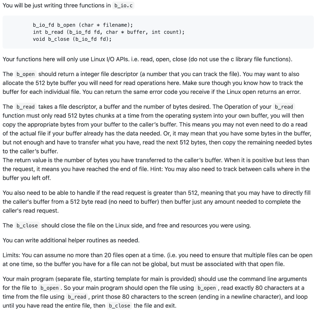 Solved C/operating System Programming /**** B_io.c | Chegg.com