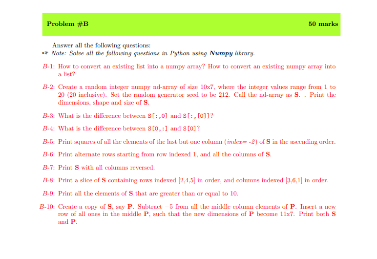 Solved Problem #B 50 Marks Answer All The Following | Chegg.com