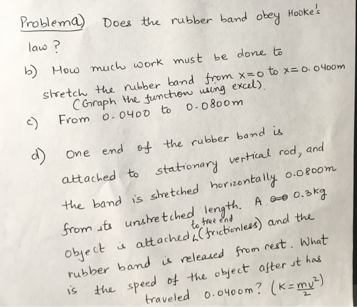 Does the rubber band obey Hooke's law? B) How much,