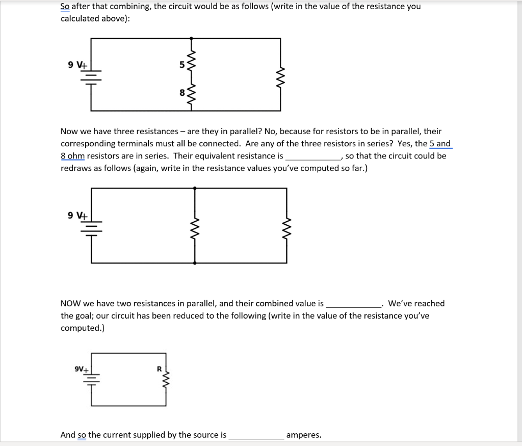 Solved Simple circuit analysis by combining resistors. The | Chegg.com