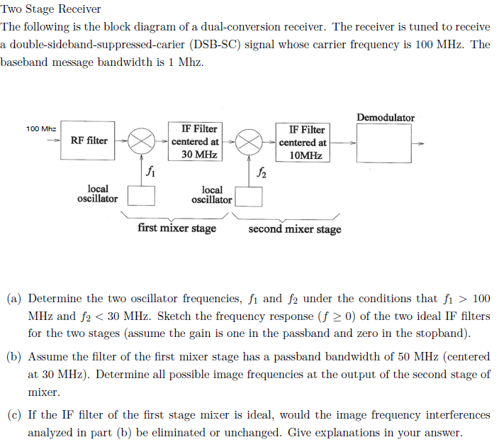 Solved Two Stage Receiver The following is the block diagram