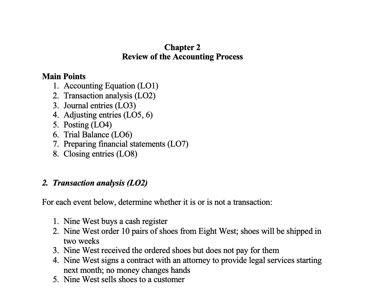 Solved Chapter 2 Review of the Accounting Process Main | Chegg.com