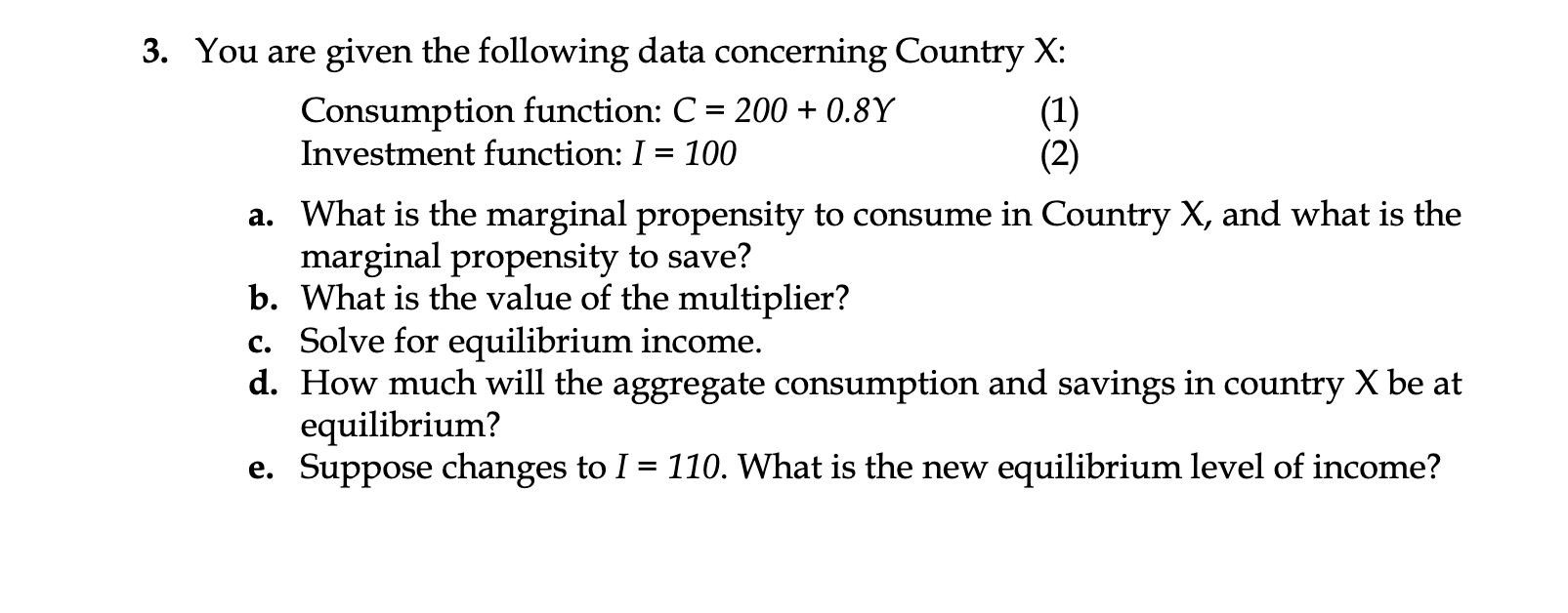 Solved (2) 3. You are given the following data concerning | Chegg.com