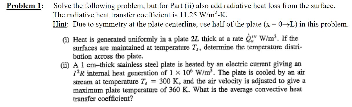 Solved Problem 1: Solve the following problem, but for Part | Chegg.com