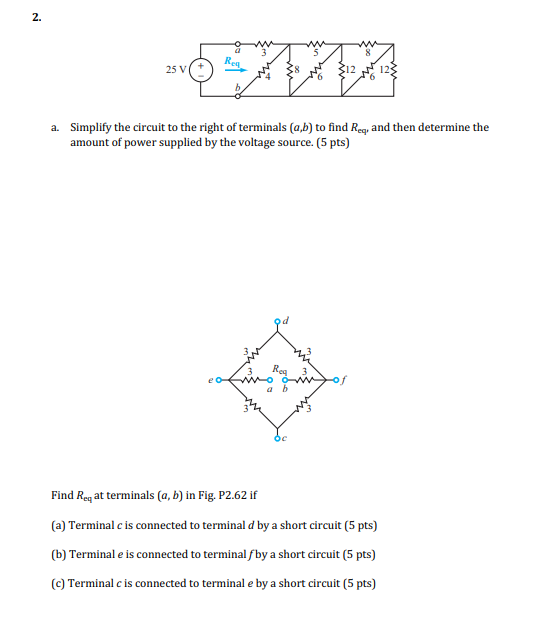 Solved a. Simplify the circuit to the right of terminals | Chegg.com