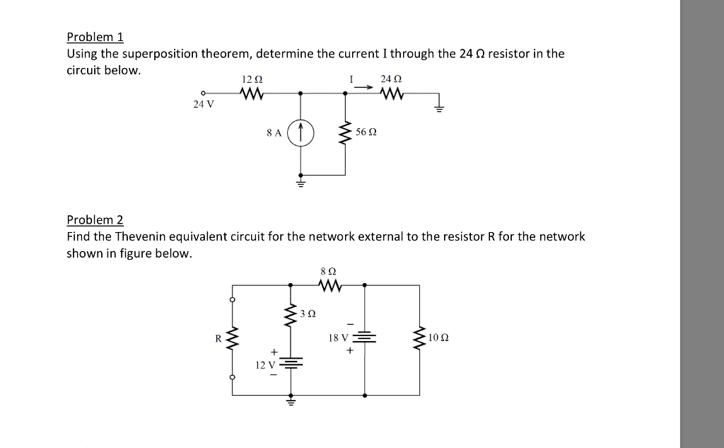 Solved Problem 1 Using the superposition theorem, determine | Chegg.com