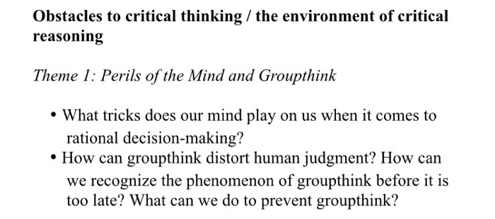 Solved Obstacles to critical thinking / the environment of | Chegg.com