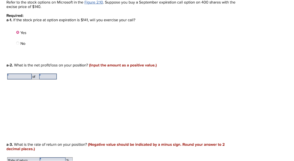 Solved Refer to the stock options on Microsoft in the Figure