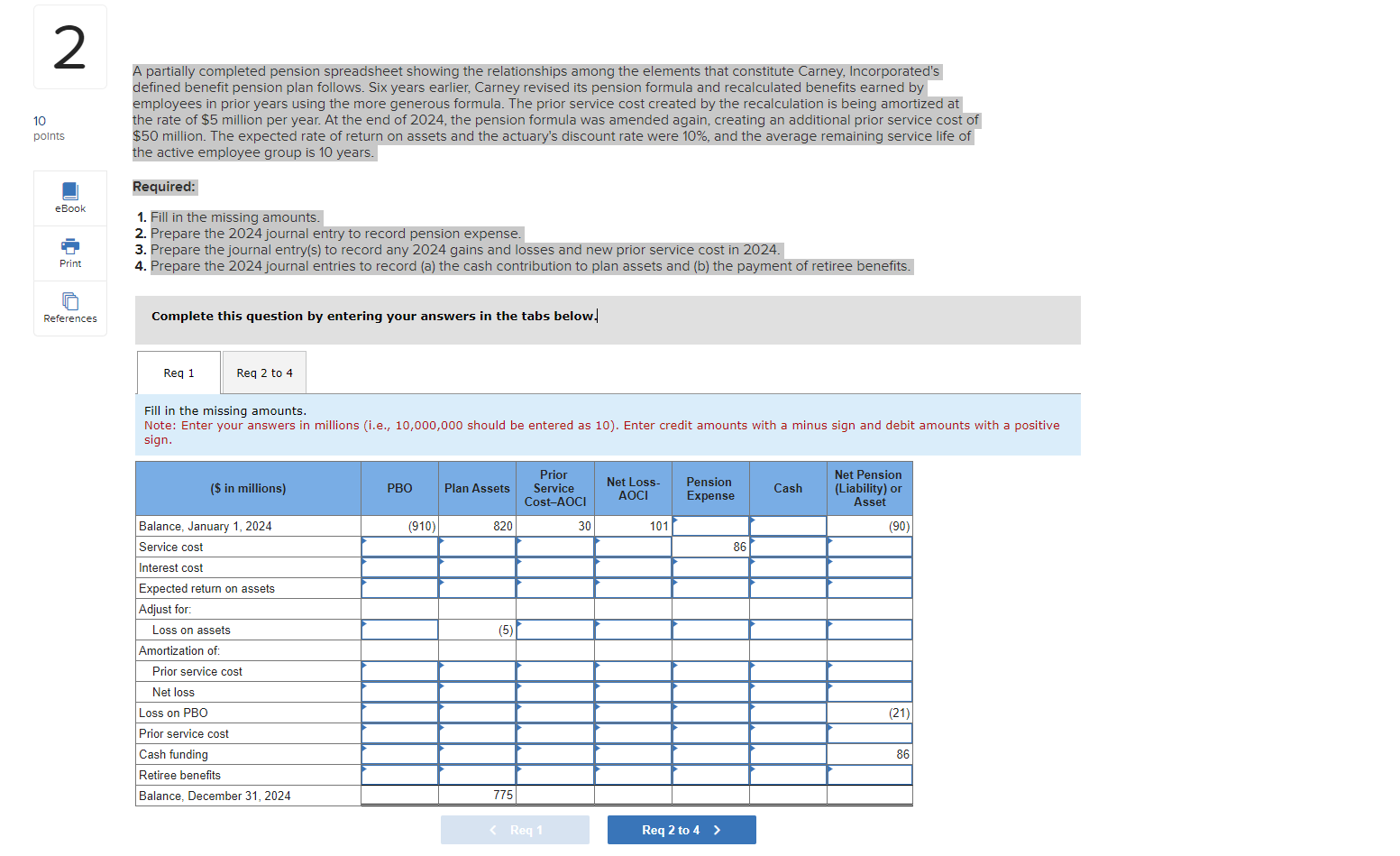 A Partially Completed Pension Spreadsheet Showing The | Chegg.com