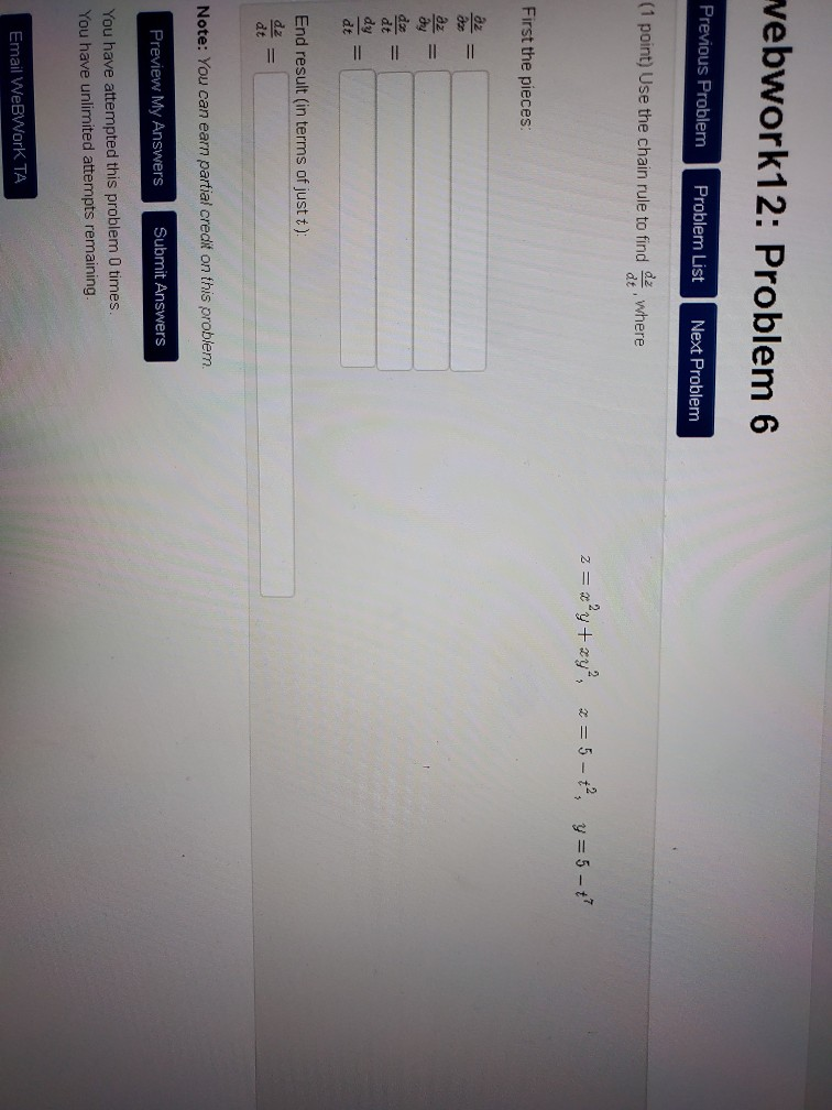 Solved webwork12: Problem 6 Previous Problem Problem List | Chegg.com