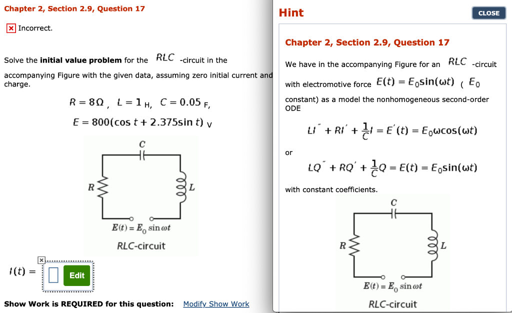 Solved Chapter 2, Section 2.9, Question 17 Hint CLOSE x | Chegg.com