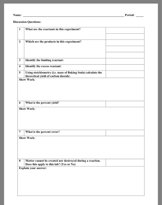 Vinegar and Baking Soda Stoichiometry Lab To predict