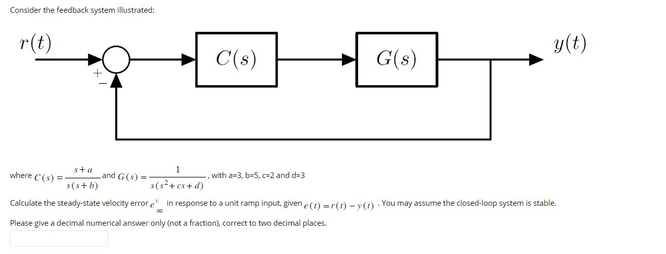 Solved Consider the feedback system illustrated: where | Chegg.com