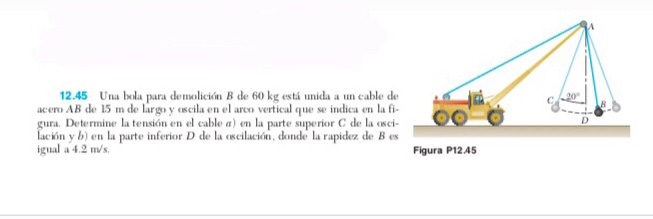 Solved 2.45 Una bola para demolición B de 60 kg está unida a | Chegg.com