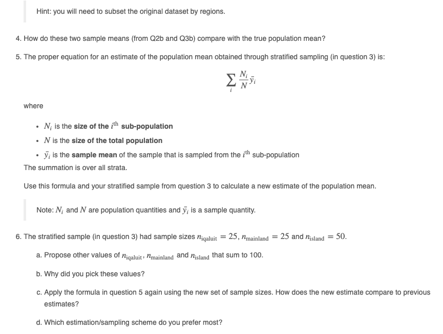 Solved Hint: You Will Need To Subset The Original Dataset By | Chegg.com