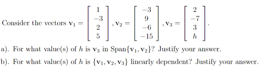 Solved Consider the vectors | Chegg.com