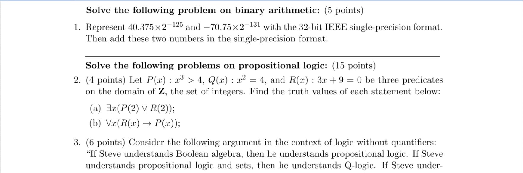 Solved Solve the following problem on binary arithmetic: (5 | Chegg.com