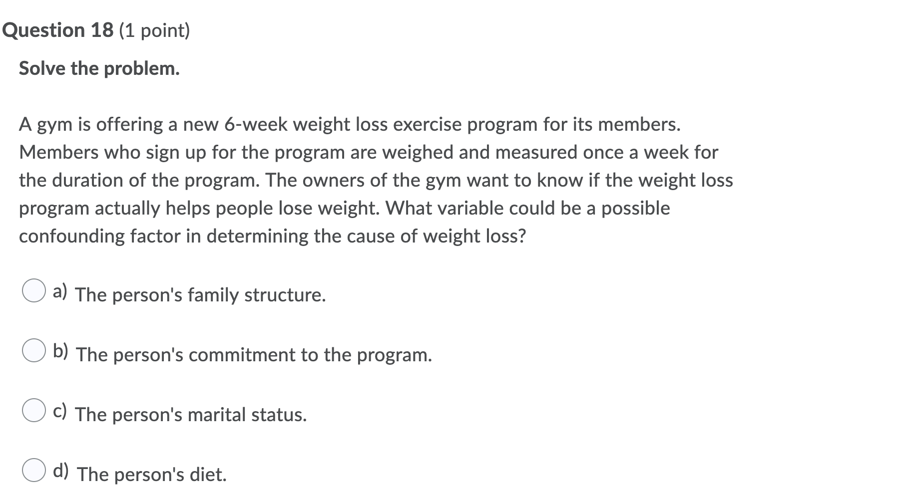 Solved Question 18 1 Point Solve The Problem A Gym Is Chegg Com