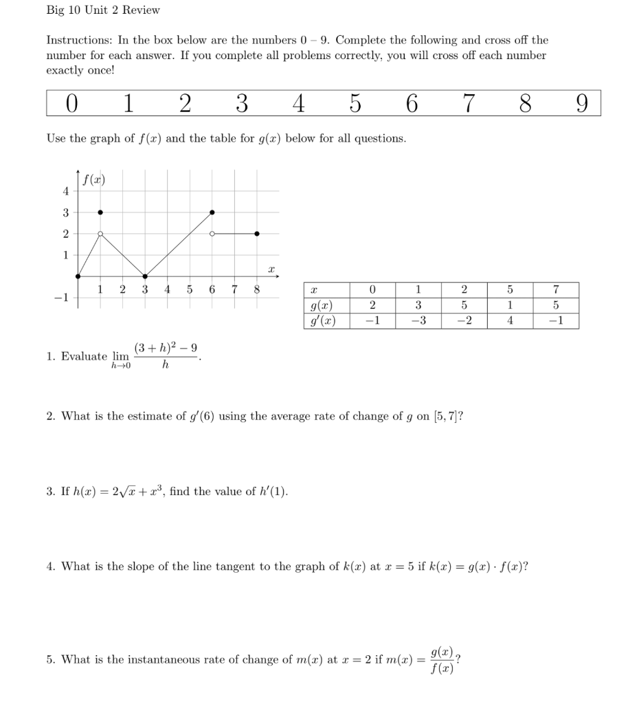 Solved Big 10 Unit 2 Review Instructions: In the box below | Chegg.com