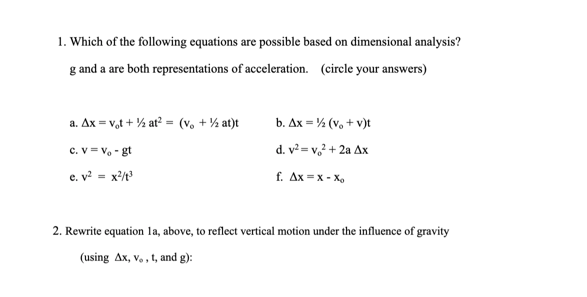 Solved 1 Which Of The Following Equations Are Possible B Chegg Com