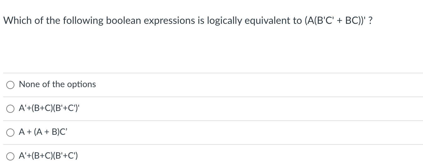 Solved Which Of The Following Boolean Expressions Is | Chegg.com