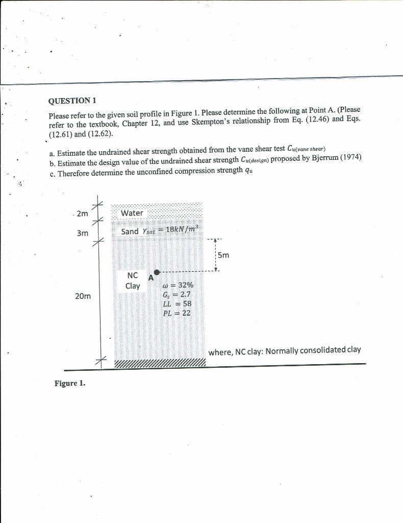 Solved QUESTION 1 Please refer to the given soil profile in | Chegg.com