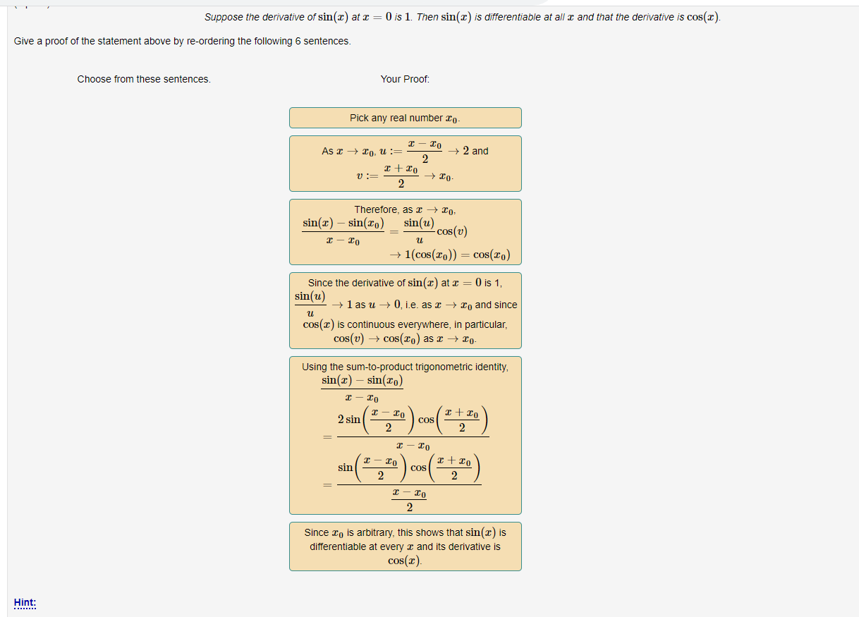 Solved Suppose the derivative of sin(x) at 2 0 is 1. Then | Chegg.com