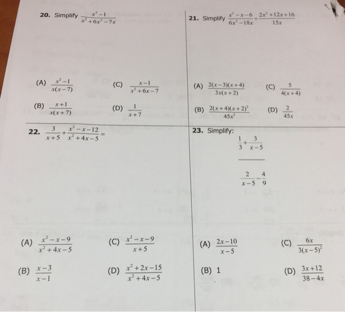 Solved 20. Simplifyx +6x-7x 21. Simplify x 18x15x 21. | Chegg.com