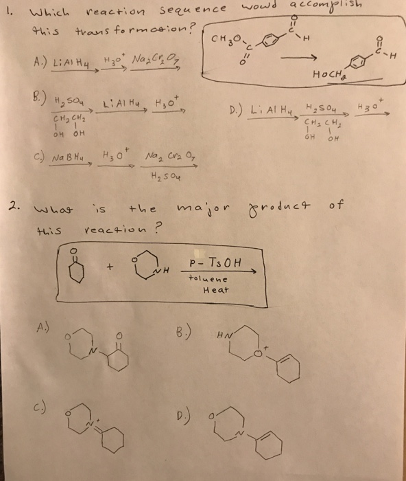 Solved Which Reaction Sequence Would Accomplish This | Chegg.com