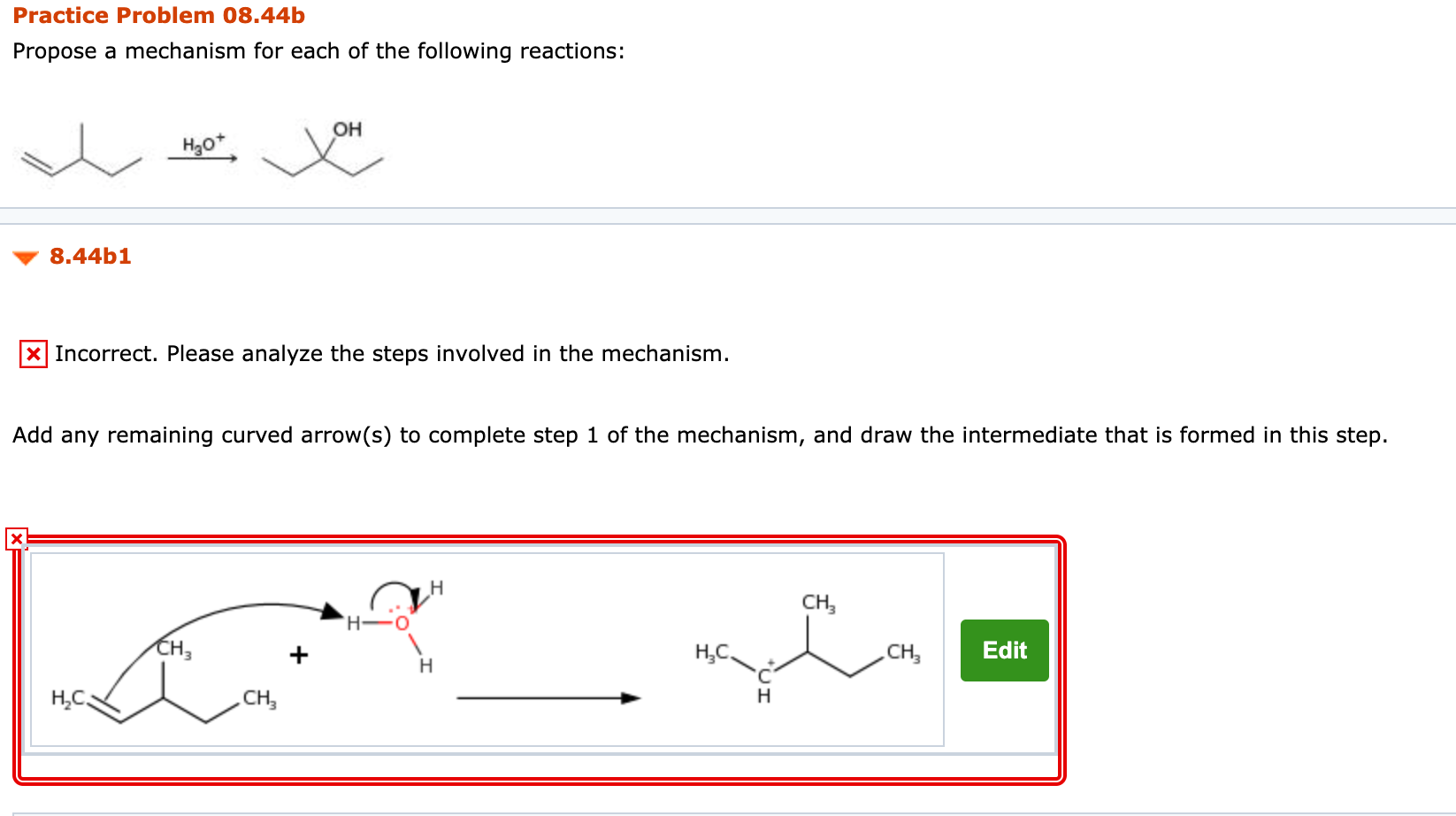 Solved Practice Problem 08.44d Propose A Mechanism For The | Chegg.com