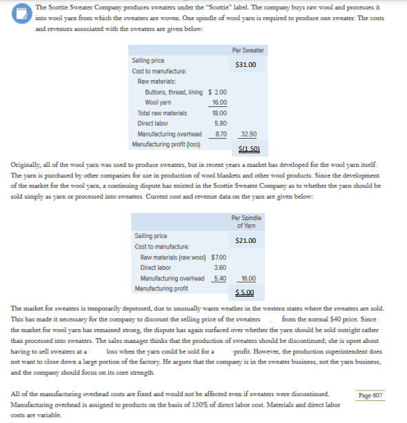 Solved The Scottie Sweater Company produces sweaters under