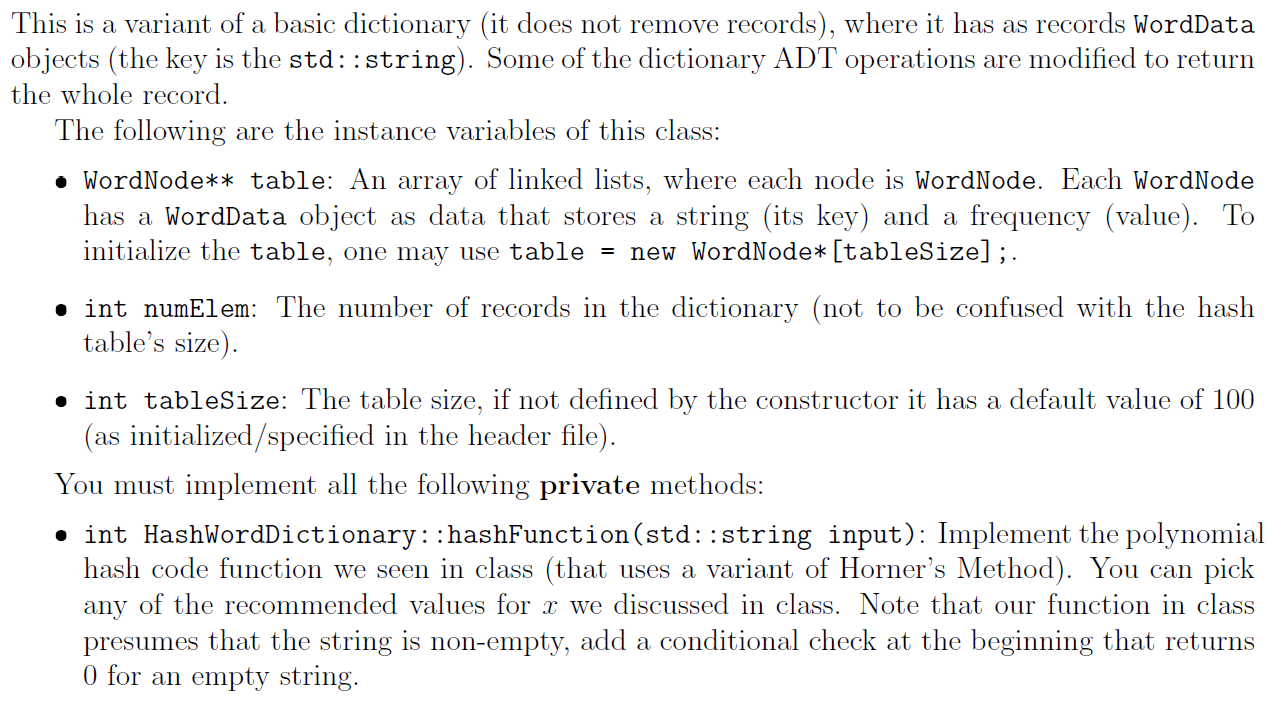 Solved This is a variant of a basic dictionary (it does not | Chegg.com