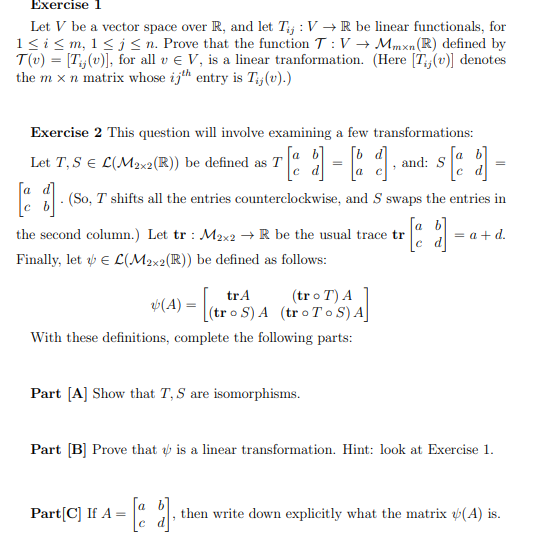 Solved Exercise 1 Let V Be A Vector Space Over R And Let Chegg Com