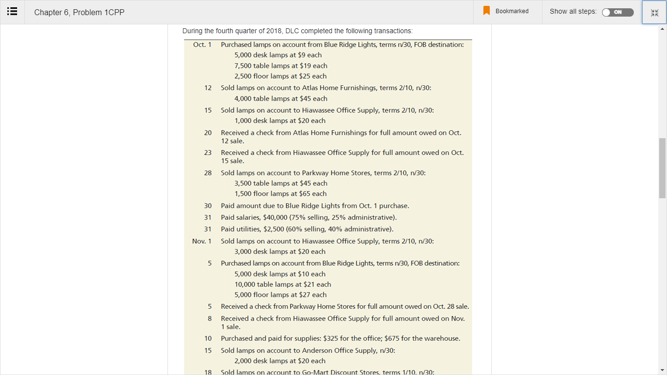 Chapter 6, Problem 1CPP Bookmarked Show all steps: ON | Chegg.com