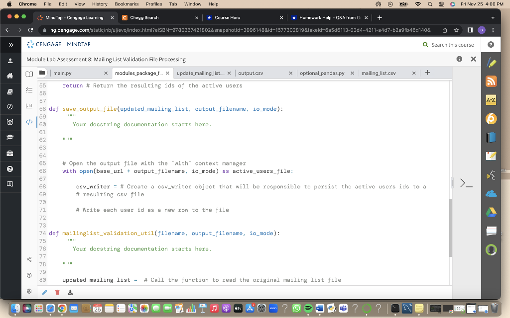 Solved Overview FILETREE E− workspace mailing_listcosv | Chegg.com
