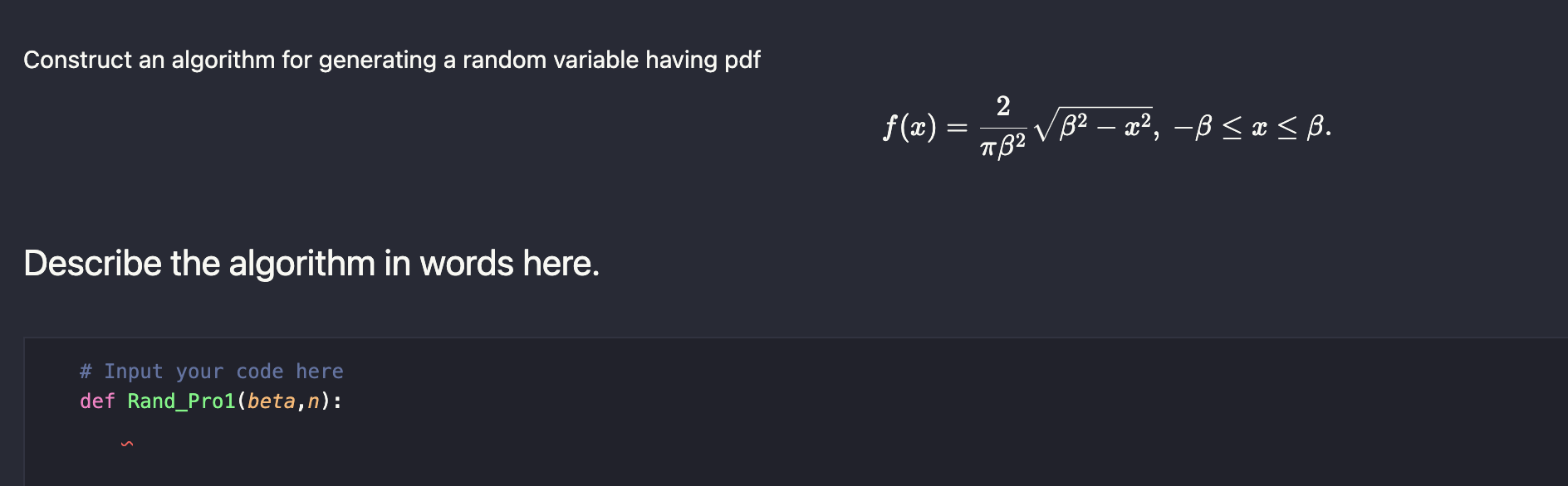 Solved Construct an algorithm for generating a random | Chegg.com