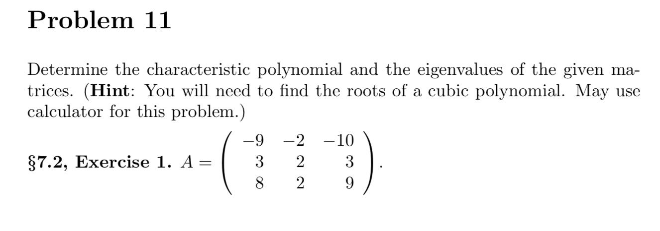 Solved Problem 11 Determine the characteristic polynomial | Chegg.com