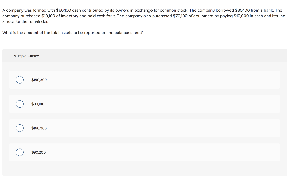 Solved A company was formed with 60,100 cash contributed by