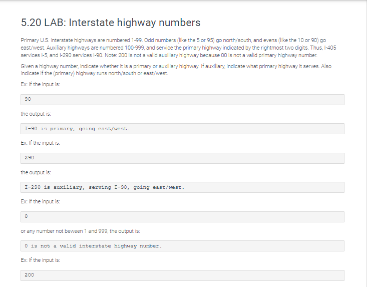 Solved 5 20 LAB Interstate Highway Numbers Primary U S Chegg Com   PhpWZCg2o