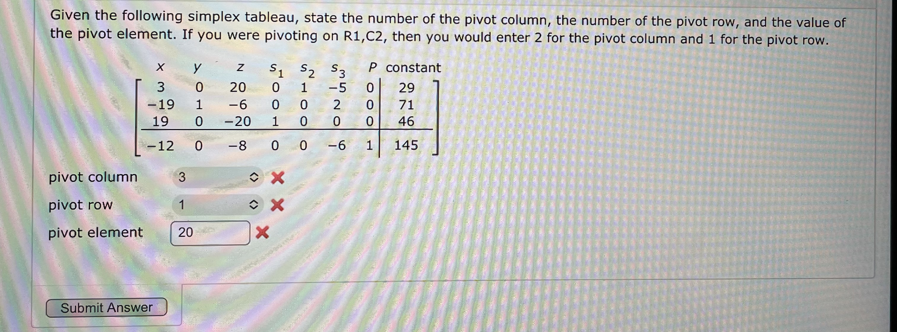 Solved Given The Following Simplex Tableau, State The Number | Chegg.com