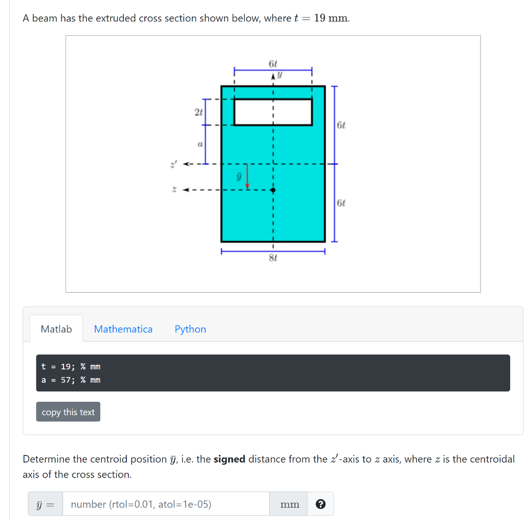 Solved A Beam Has The Extruded Cross Section Shown Below, | Chegg.com