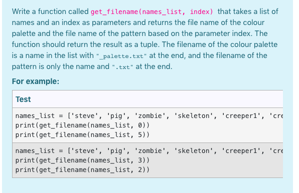 Solved Write a function called get_filename (names_list, | Chegg.com