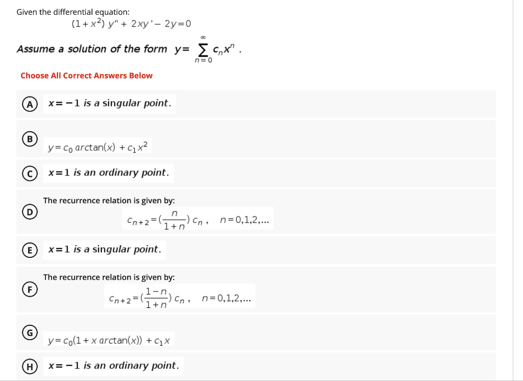 Solved Given The Differential Equation 1 X2 Y 2xy Chegg Com