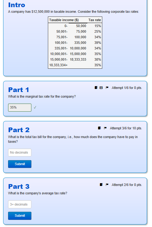 Solved Intro A Company Has $12,500,000 In Taxable Income. | Chegg.com